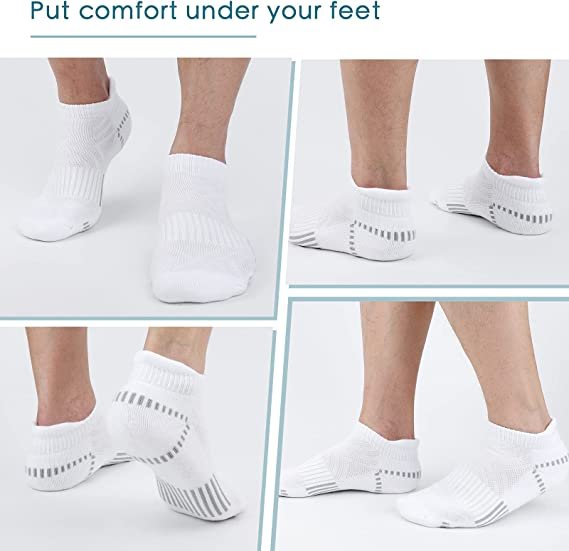 Athletic Running Socks Cushioned Breathable Low Cut Sports Tab Socks for Men and Women (6 Pairs)