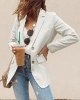 Womens Open Front  Casual Long Sleeve Work Office Jackets Blazer with Pocket