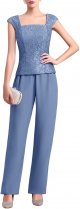 Women's Chiffon 3 Pcs Pants Suits Lace Mother of Bride Dress Sets Wedding Guest Formal Evening
