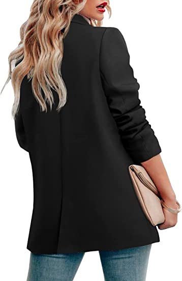 Womens Casual Blazer Jacket Pockets Long Sleeve Open Front Work Office Blazer